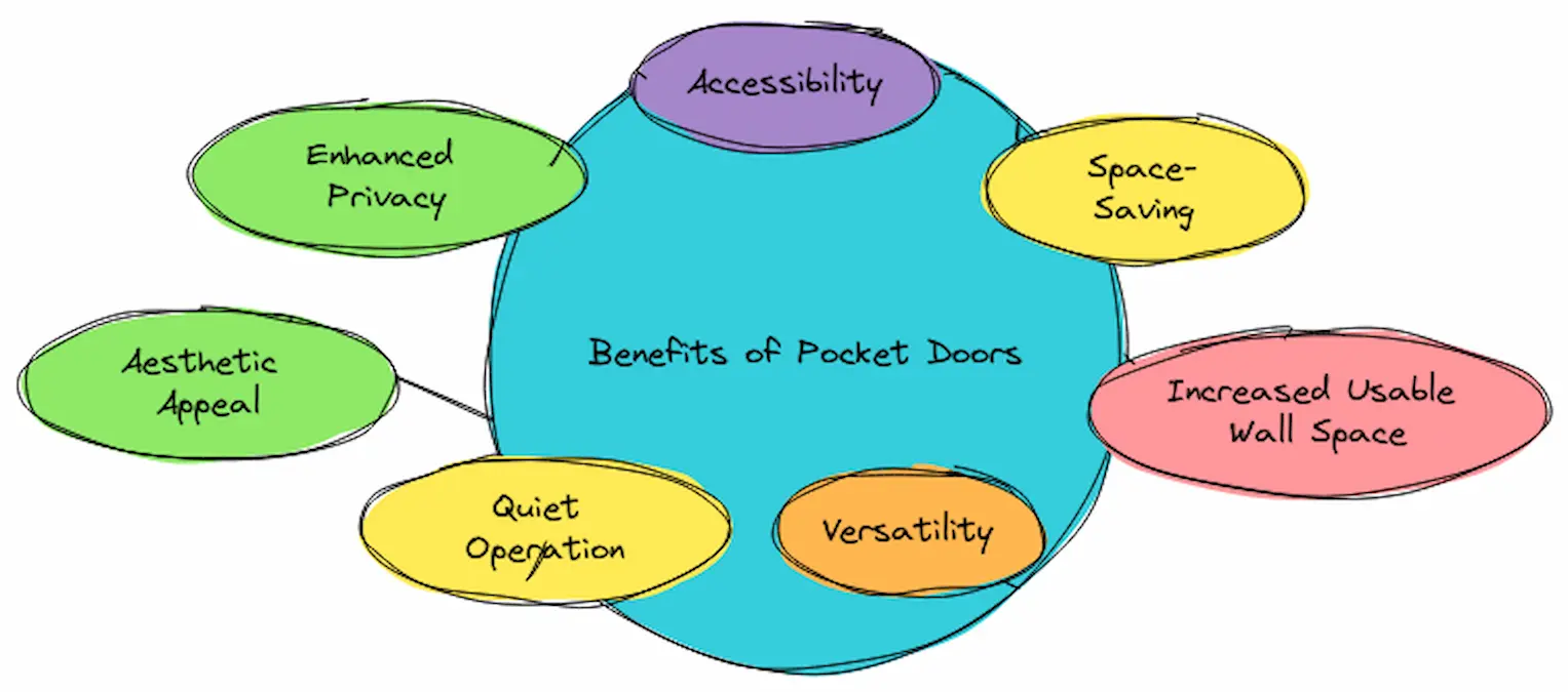 Infographic detailing the benefits of pocket doors.