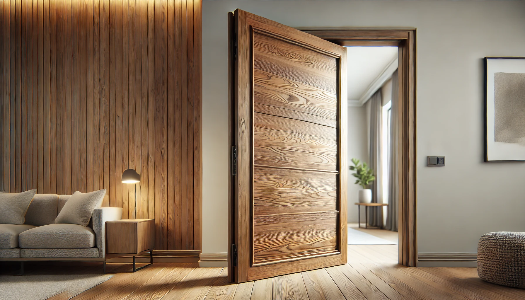 Focusing on wood pocket doors, the image showcases a beautifully crafted wooden pocket door.