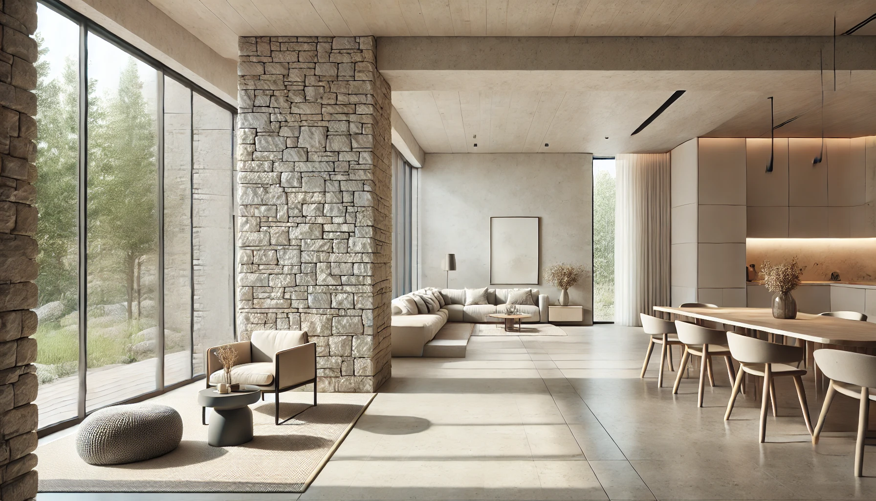 A stone house interior.