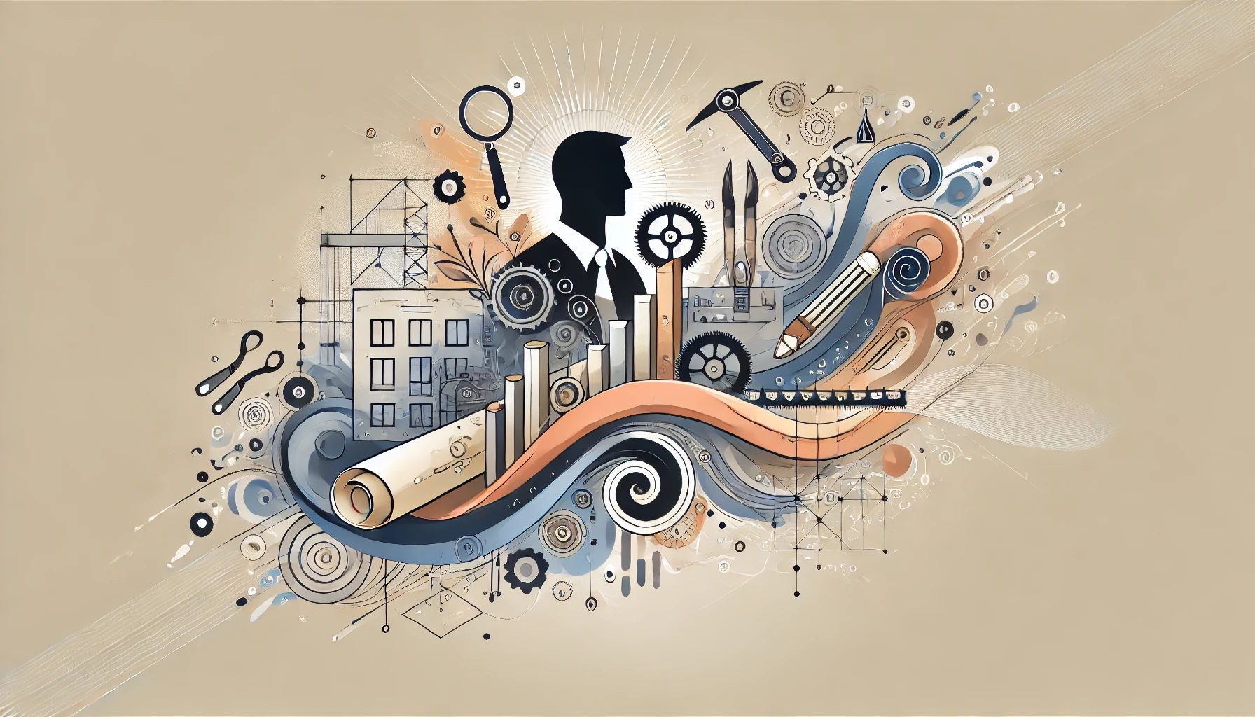 Self-employed architect, highlighting themes of creativity, independence, and professionalism.