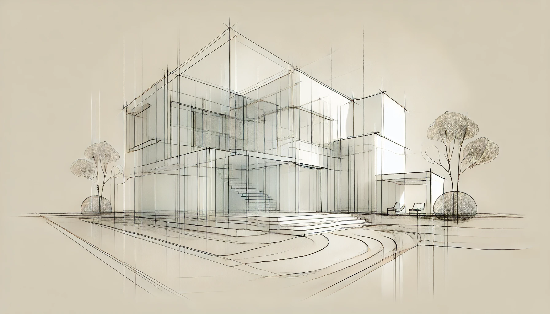 sketch representing modern and inspiring house concepts.