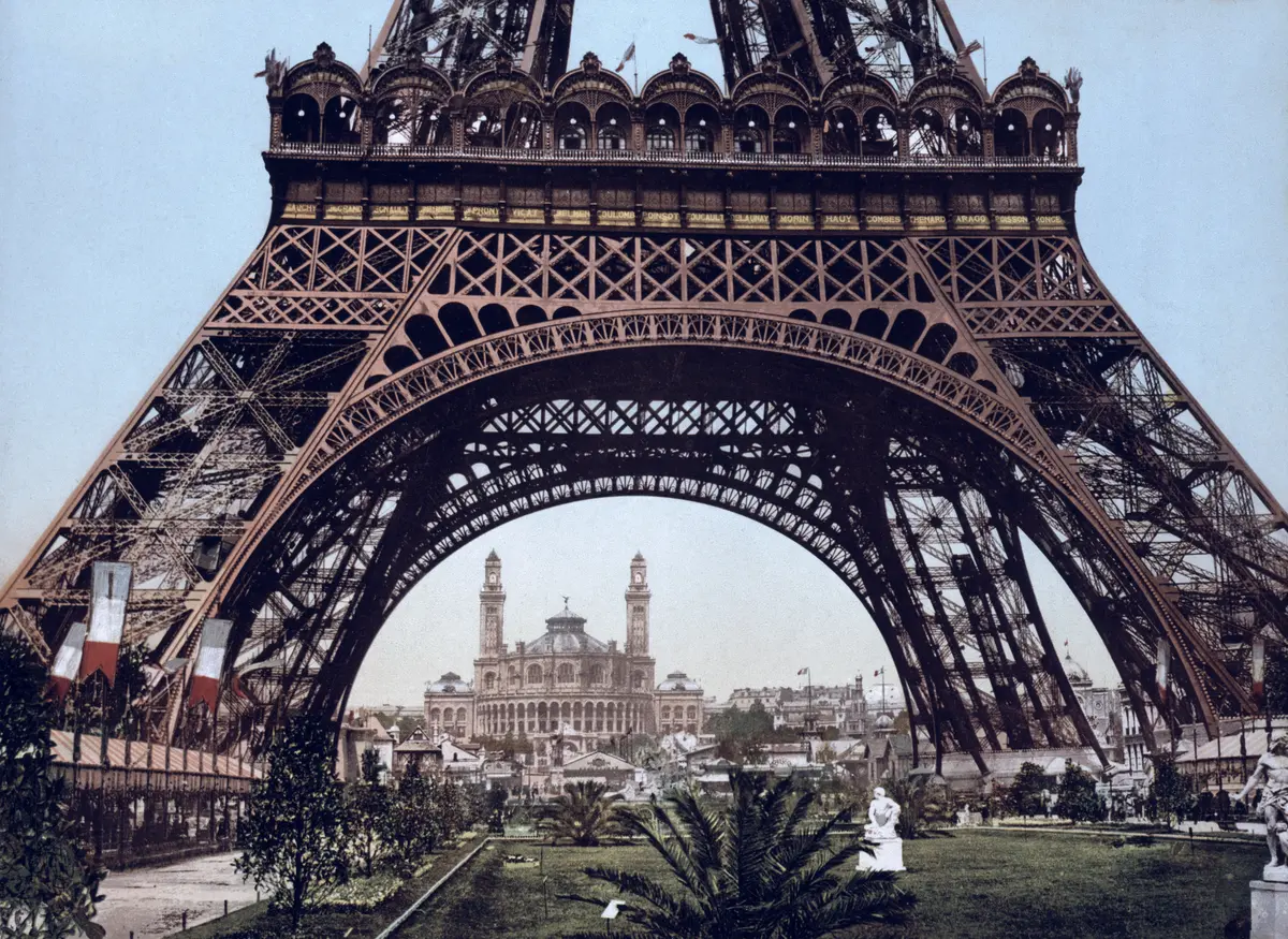 close-up details of the architecture structure of the eiffel tower