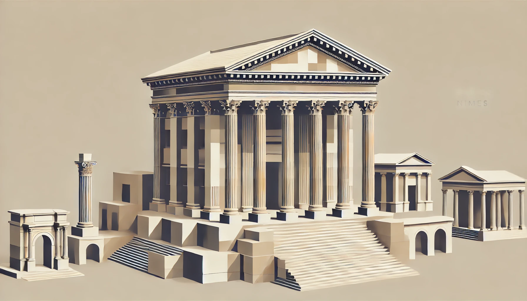 architectural features of the maison carrée in nîmes, highlighting the portico with corinthian columns