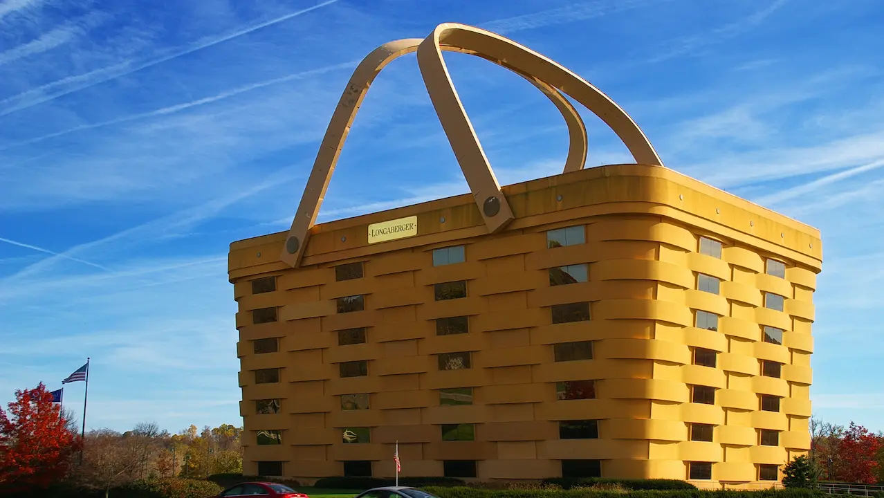 The Basket Building in Newark, Ohio, USA, designed to resemble a giant picnic basket.