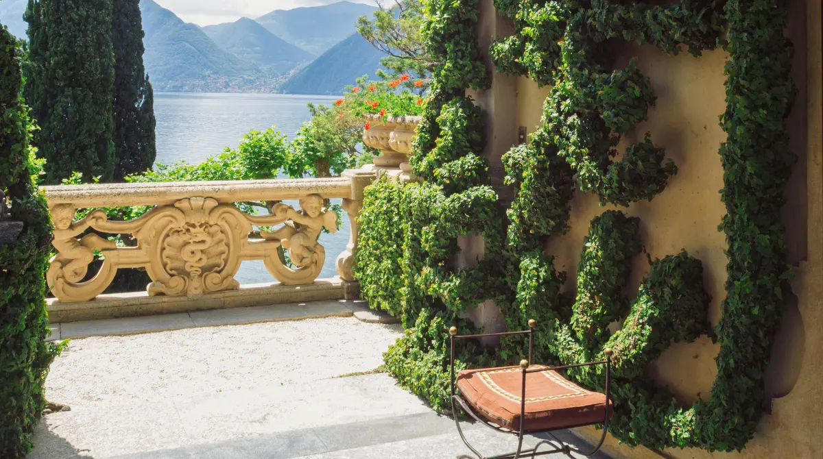 beautiful view from an Italianate villa overlooking the sea