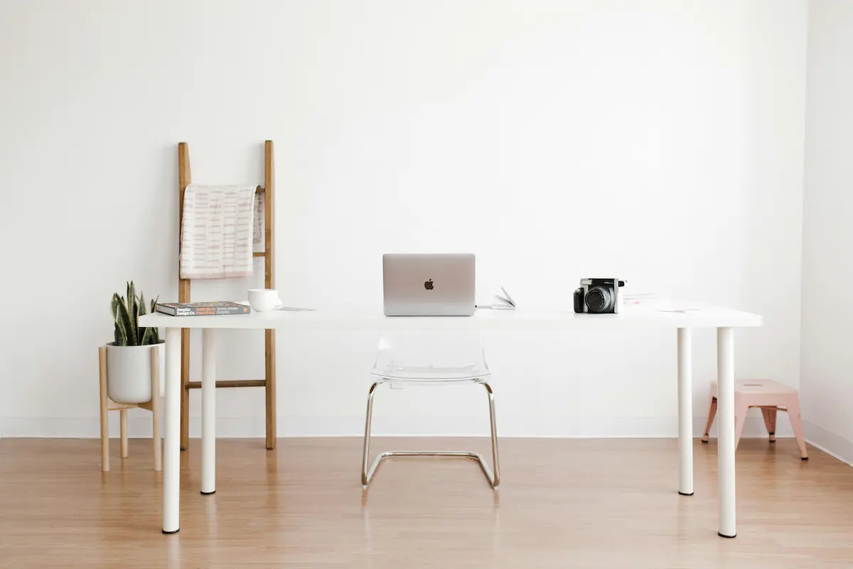 A minimalist living space in Winston-Salem, NC, with sleek furniture and clean lines.