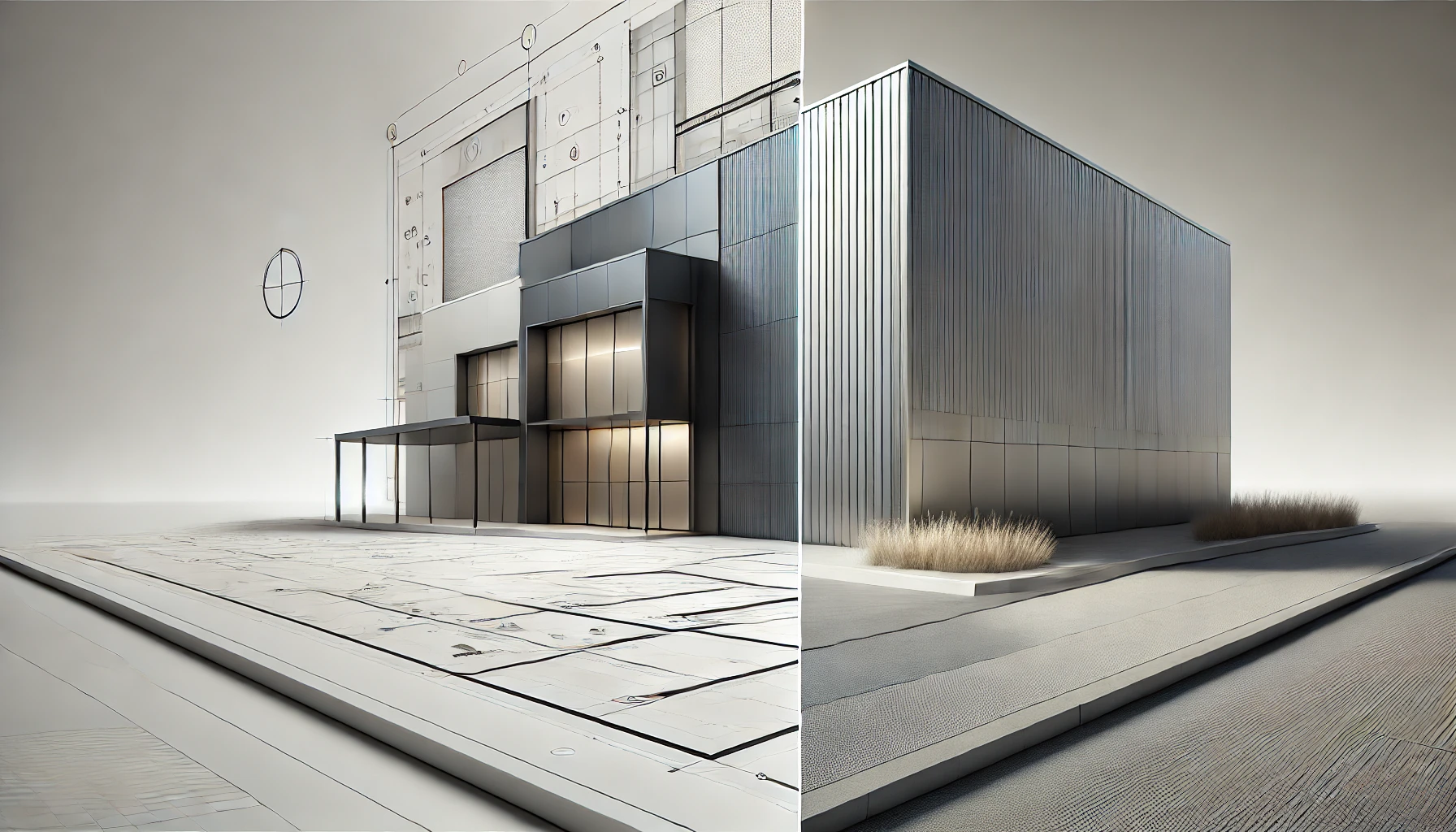 Metal building showcasing sleek metallic design and modern steel structure.