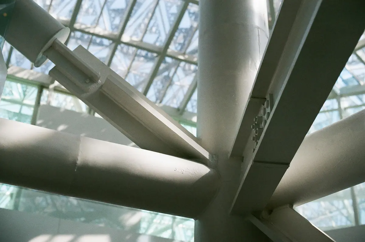 A modern architectural steel structure in Taiwan blends sleek design with industrial strength.