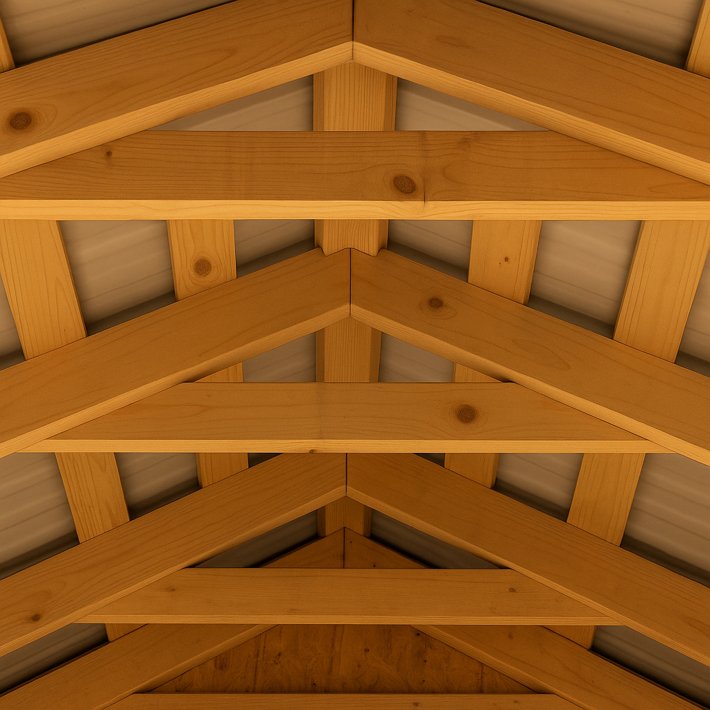 Real-world collar beam installed between rafters.