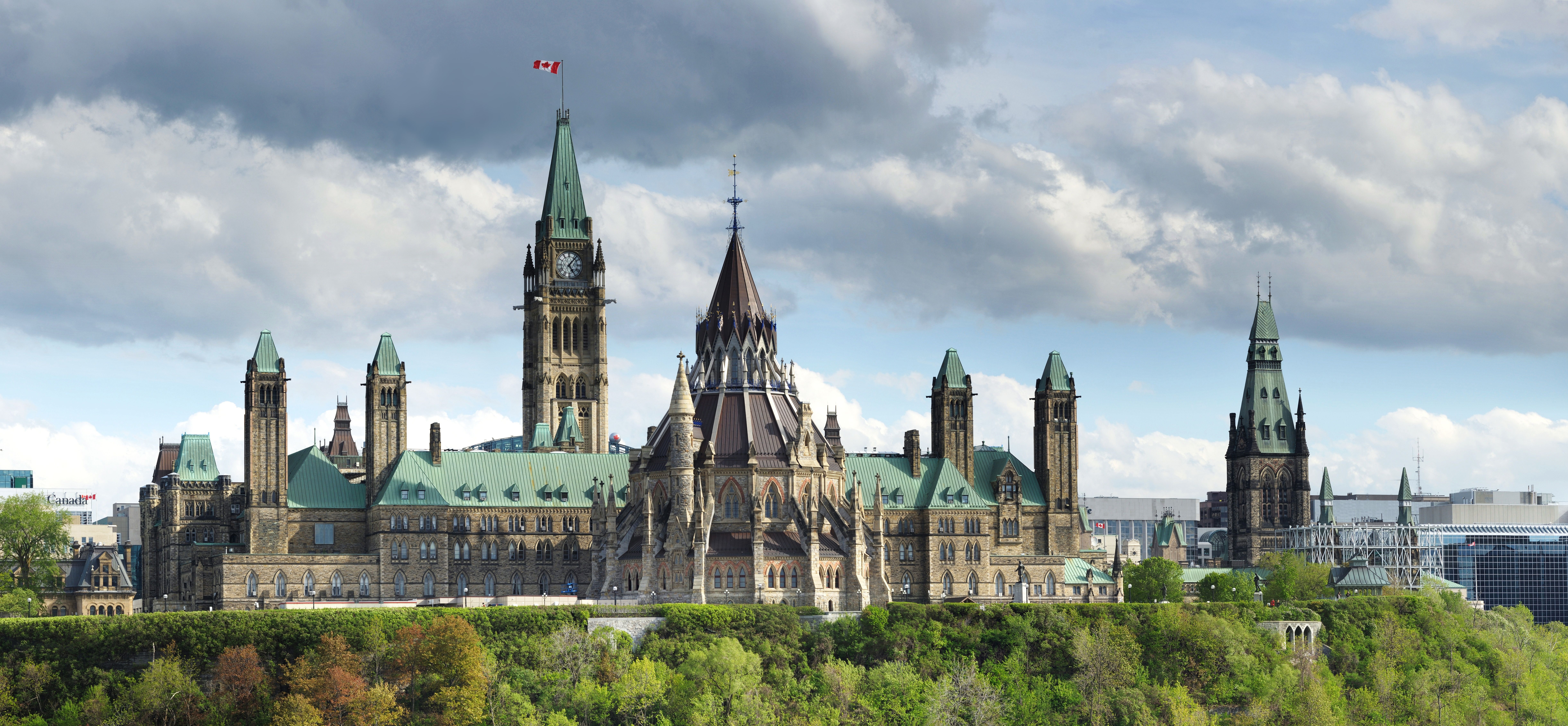 Gothic Revival architecture of Parliament Hill in Ottawa.