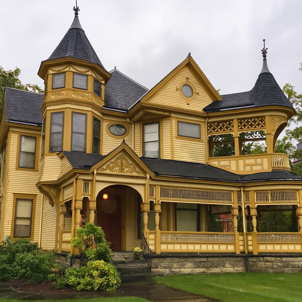 Bedford Gates Handyside Victorian house from the 1870s with ornate architectural details.