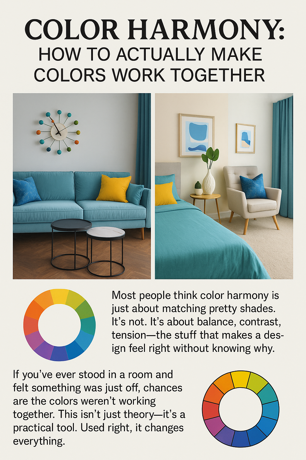 Quote about color harmony and its role in balanced interior design.