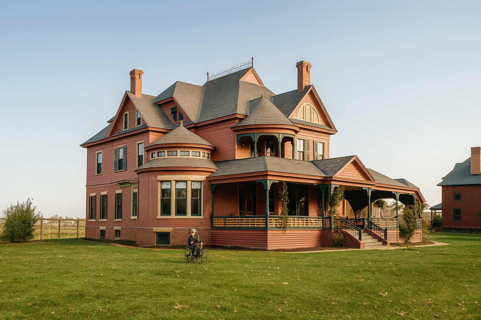 Restored Queen Anne house with turret, porch, and gabled roof.