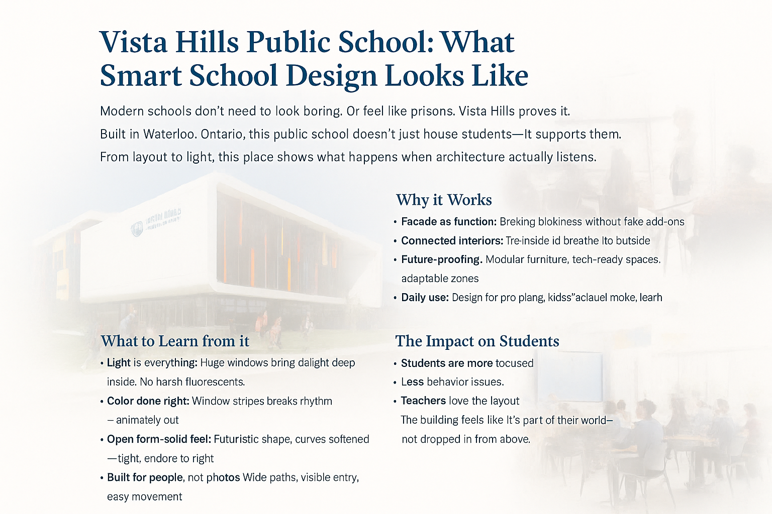 Vista Hills Public School in Waterloo with spacious classrooms, abundant natural light, and welcoming modern design infographic.