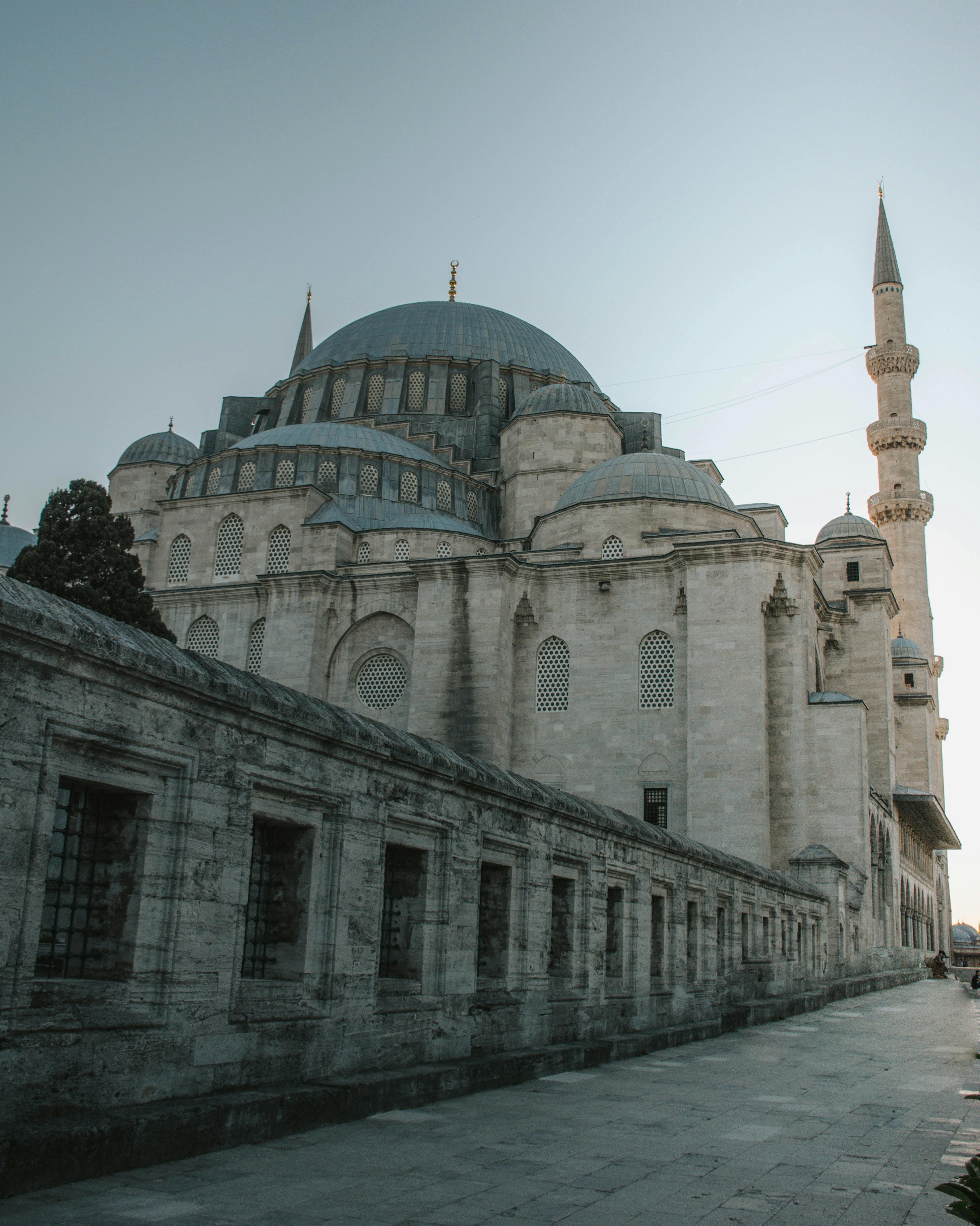 Süleymaniye Mosque seen from a quiet back street in Istanbul.