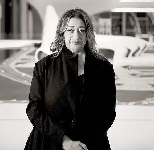 Portrait of architect Zaha Hadid.