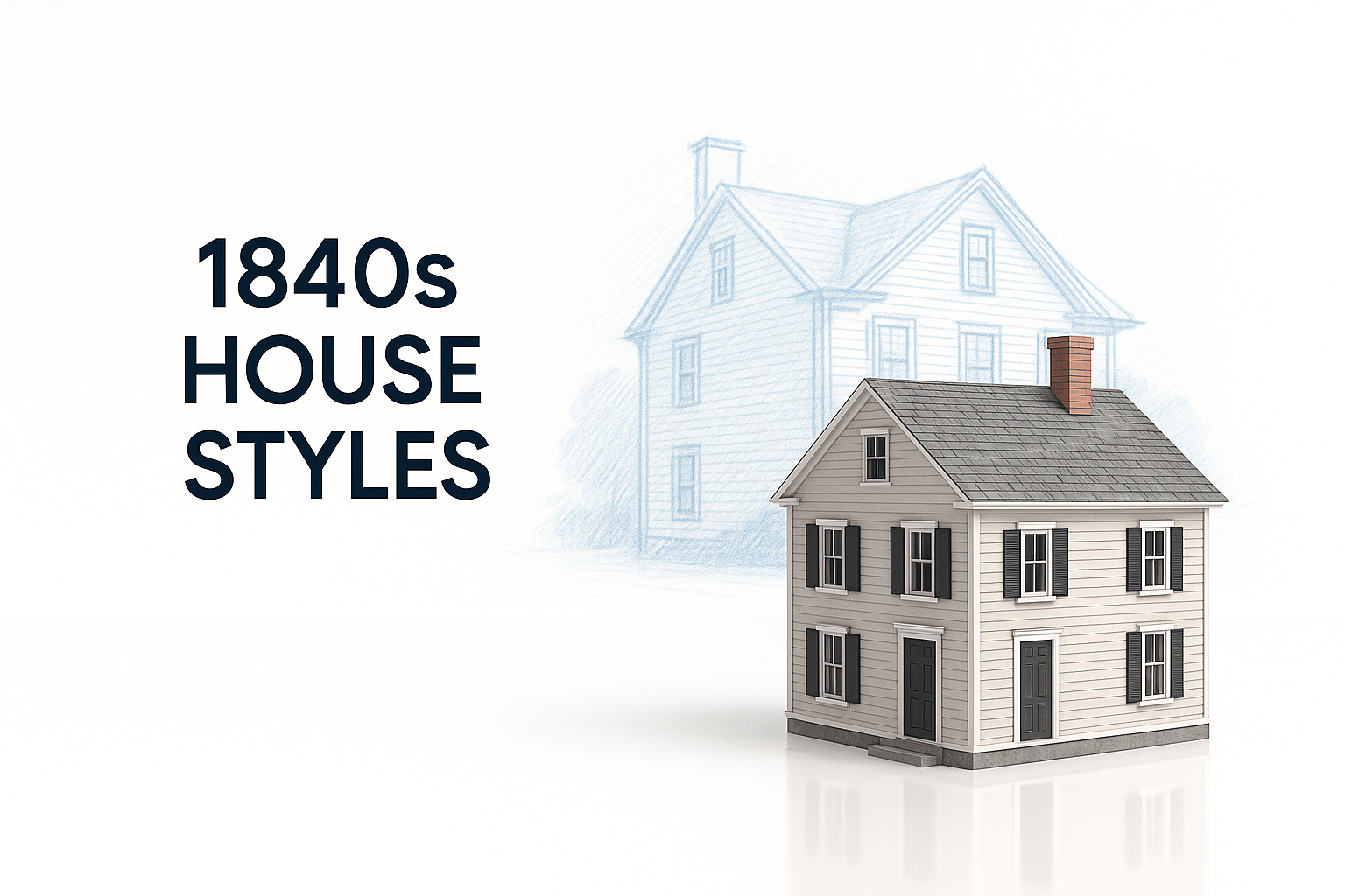 1840s Greek Revival house with gabled roof and columns.