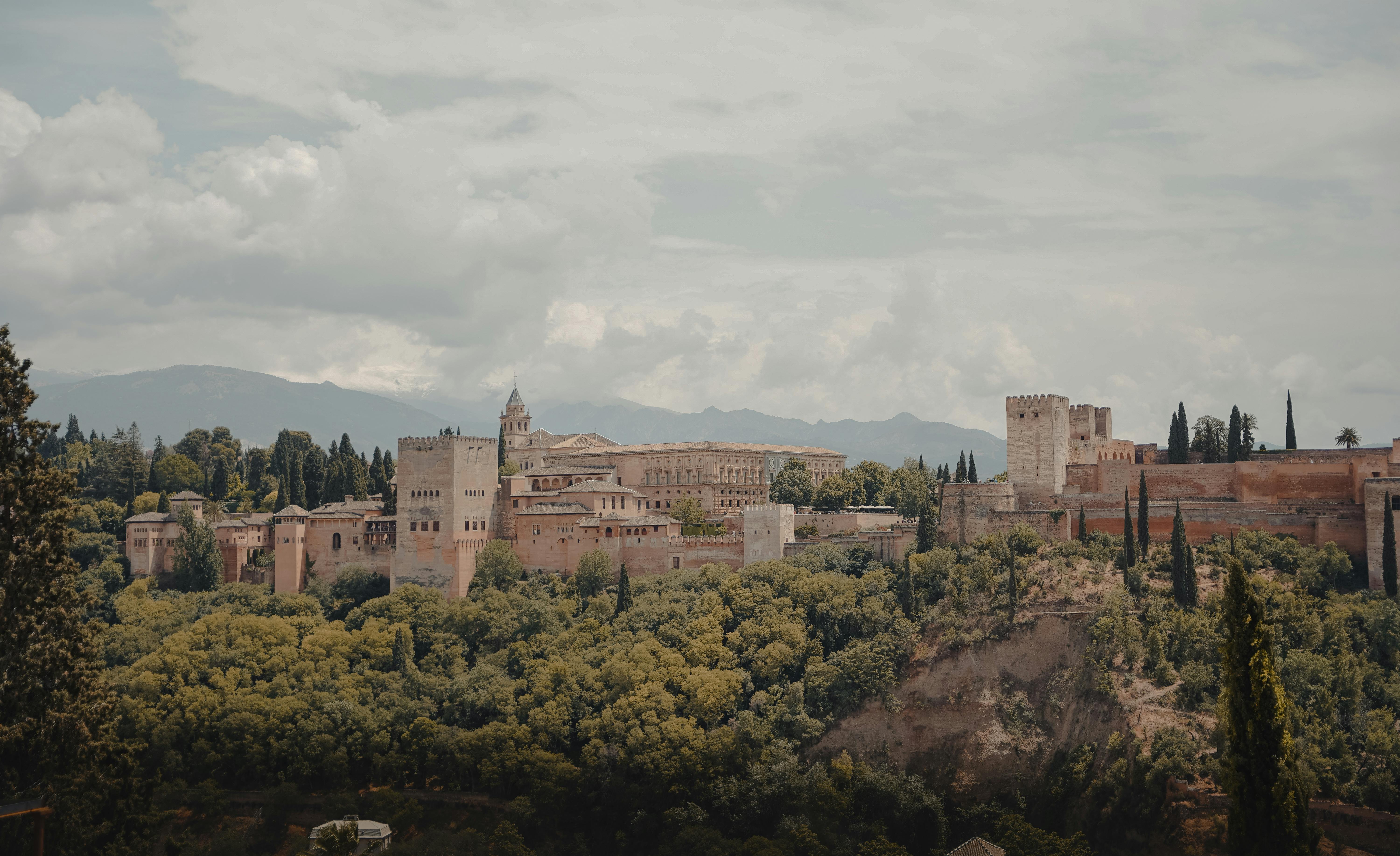 Aerial view of the entire Alhambra complex in Granada.
