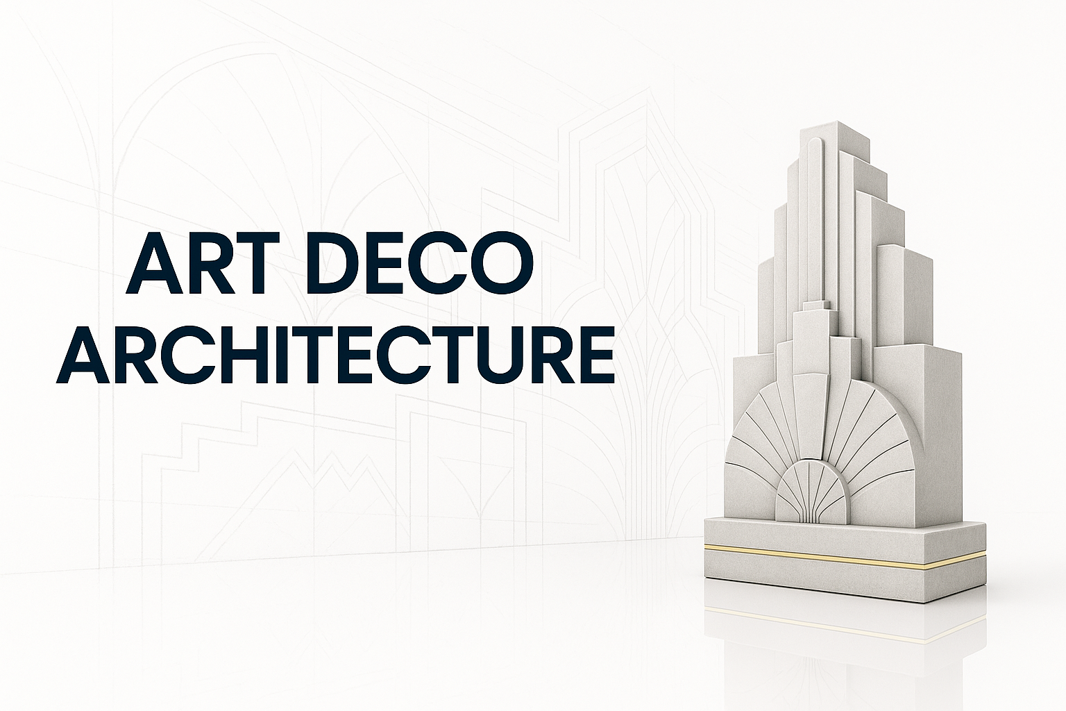 Art Deco architectural element with geometric design and subtle gold highlight.