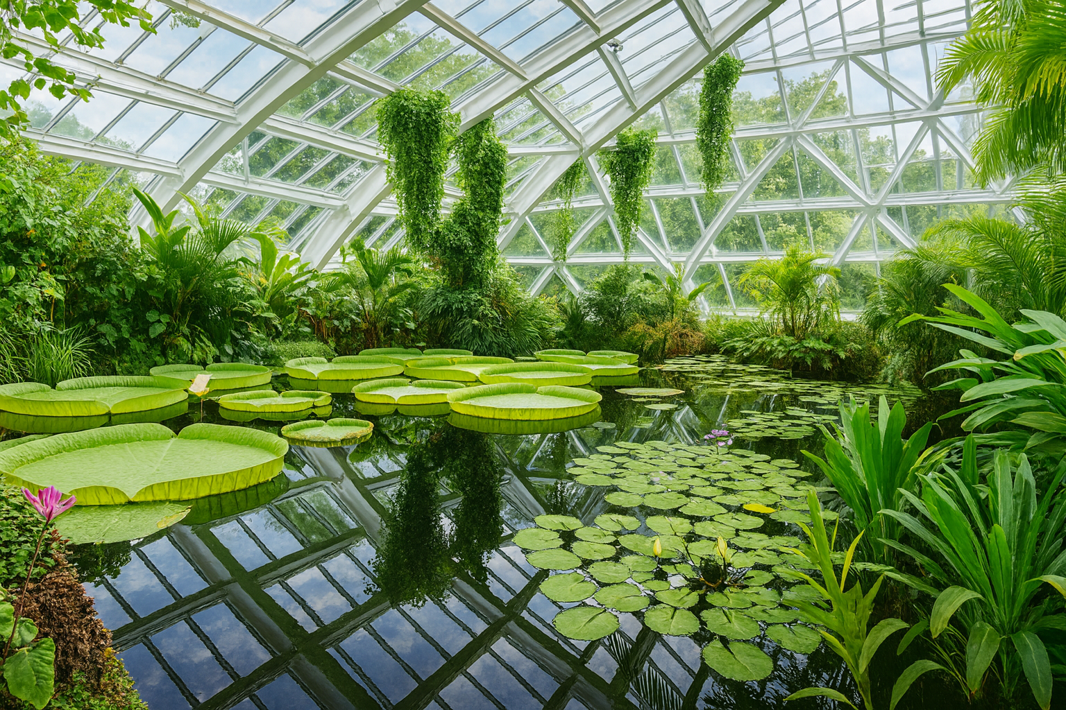 Waterlilies in Meise Botanical Garden, Flanders, Belgium.