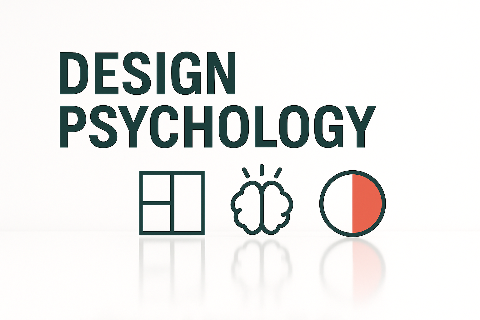 Psychology of design showing symmetry, brain, and color symbolism.