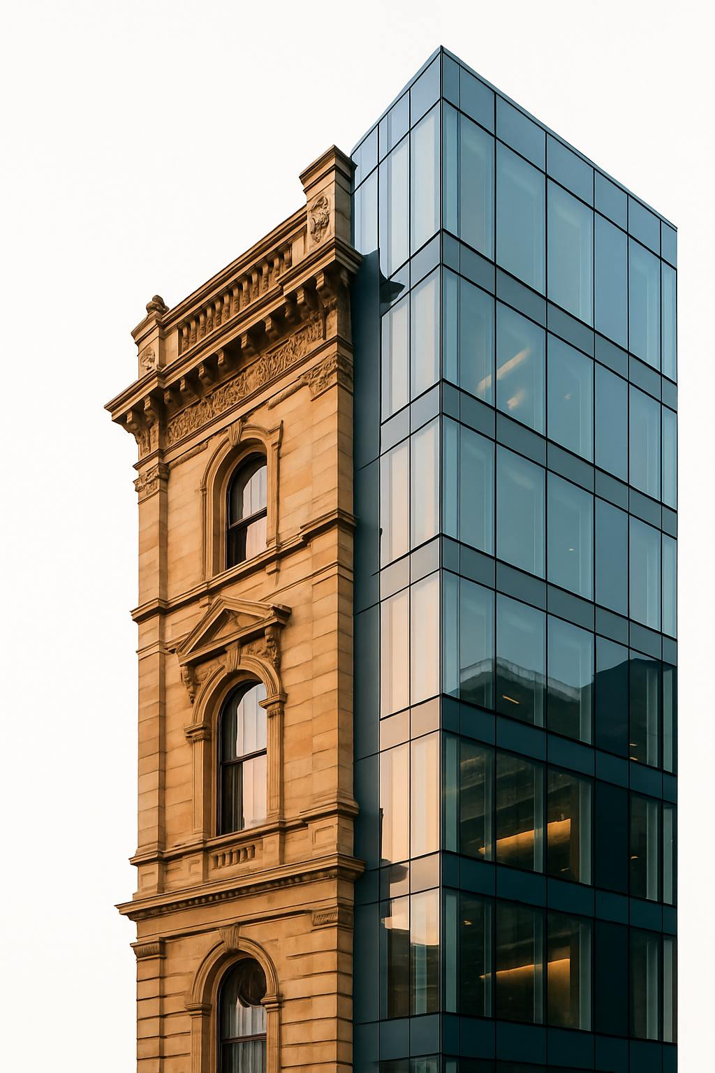 Building with modern and traditional design mix.