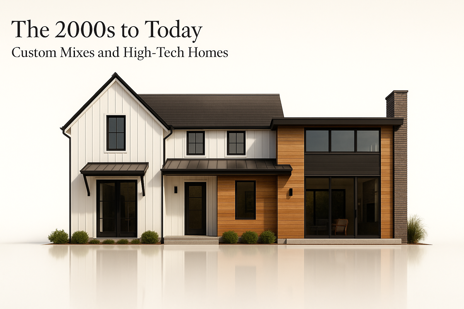 2000s–today modern custom house featuring mixed design elements and advanced energy-efficient systems.
