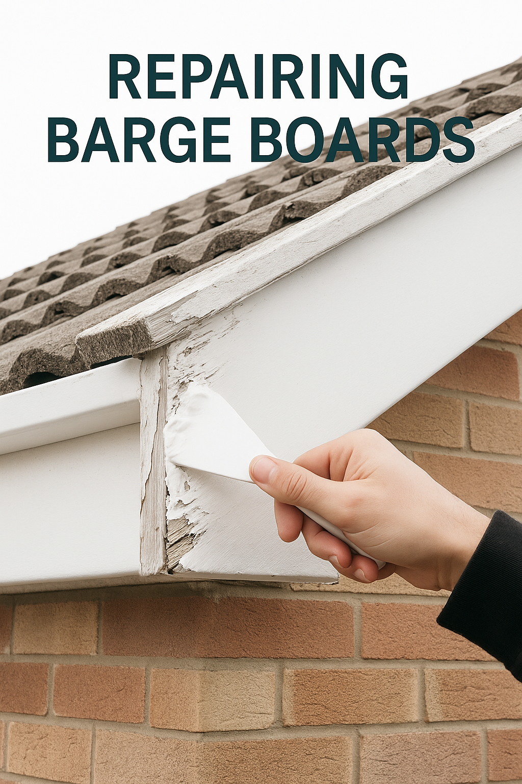Professional repair of barge boards on a residential roof.