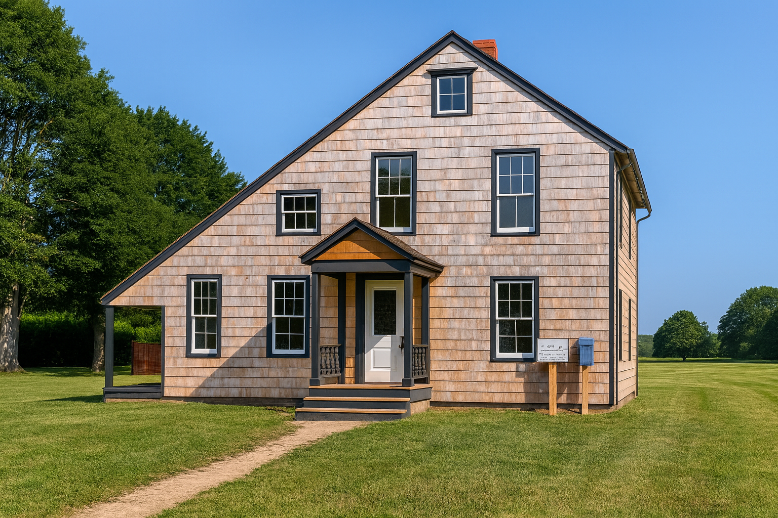 Restored historic saltbox-style house.