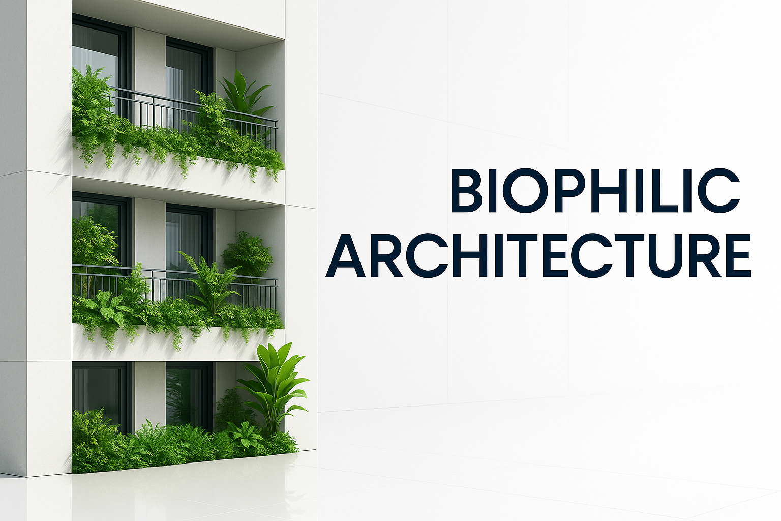 Sustainable building featuring green walls and biophilic design elements.