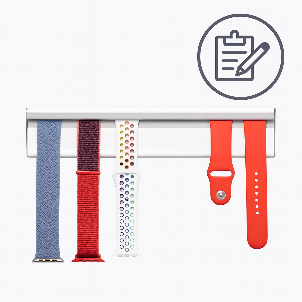 Smartwatch bands with a clipboard icon representing time management for architecture students.