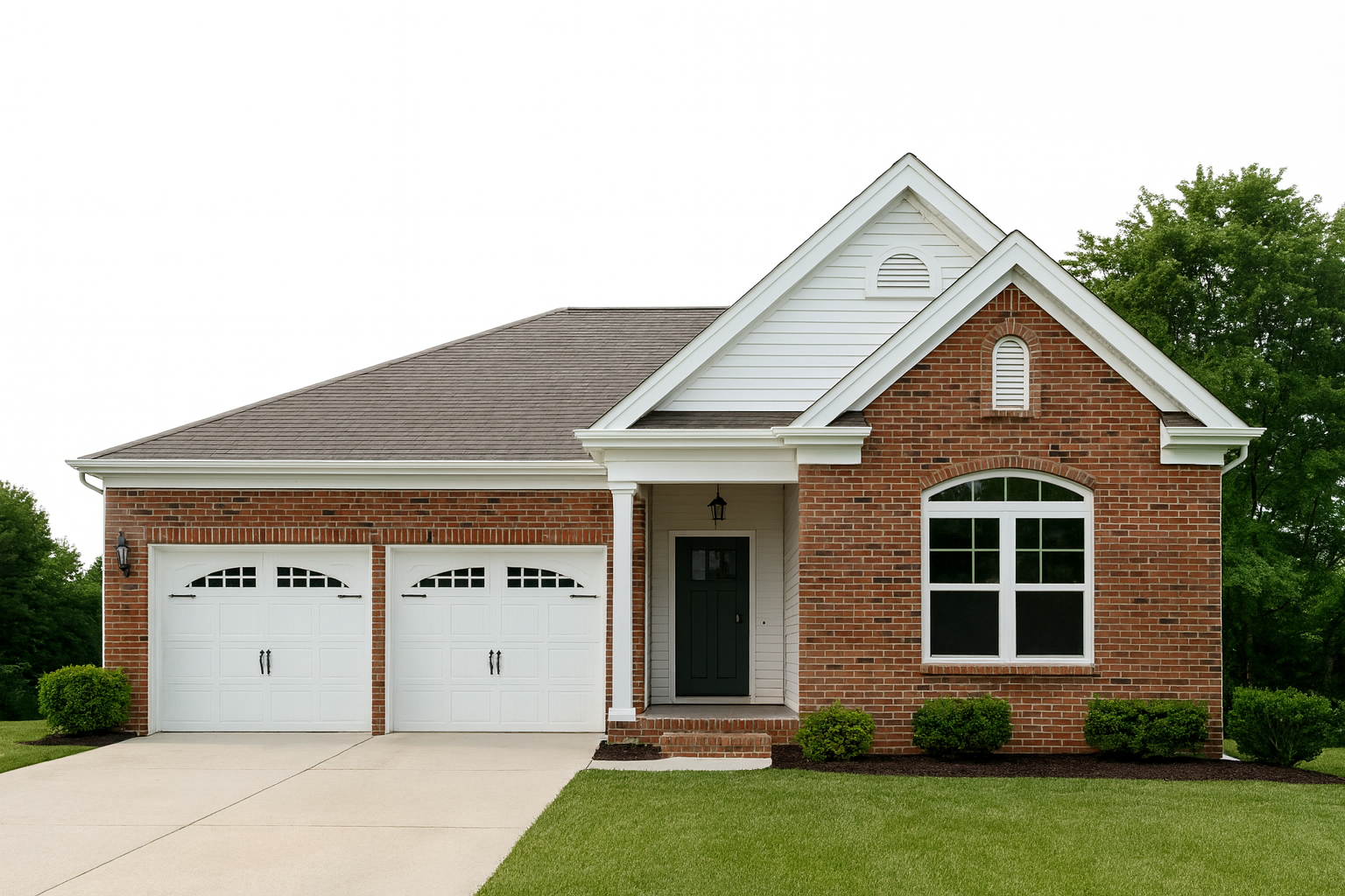Modern single-story brick house with updated landscaping and fresh exterior design ideas.