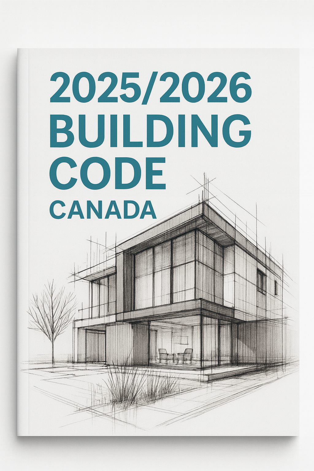 Canadian Building Code book cover featuring a black line sketch of a modern two-story house.