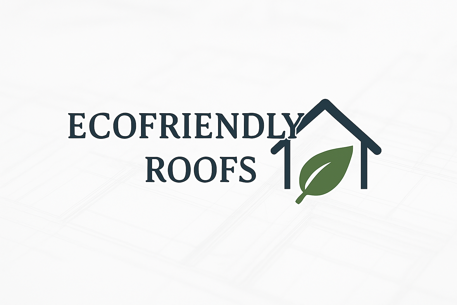 Ecofriendly roofs illustrated with clean roofline icon and green leaf accent.