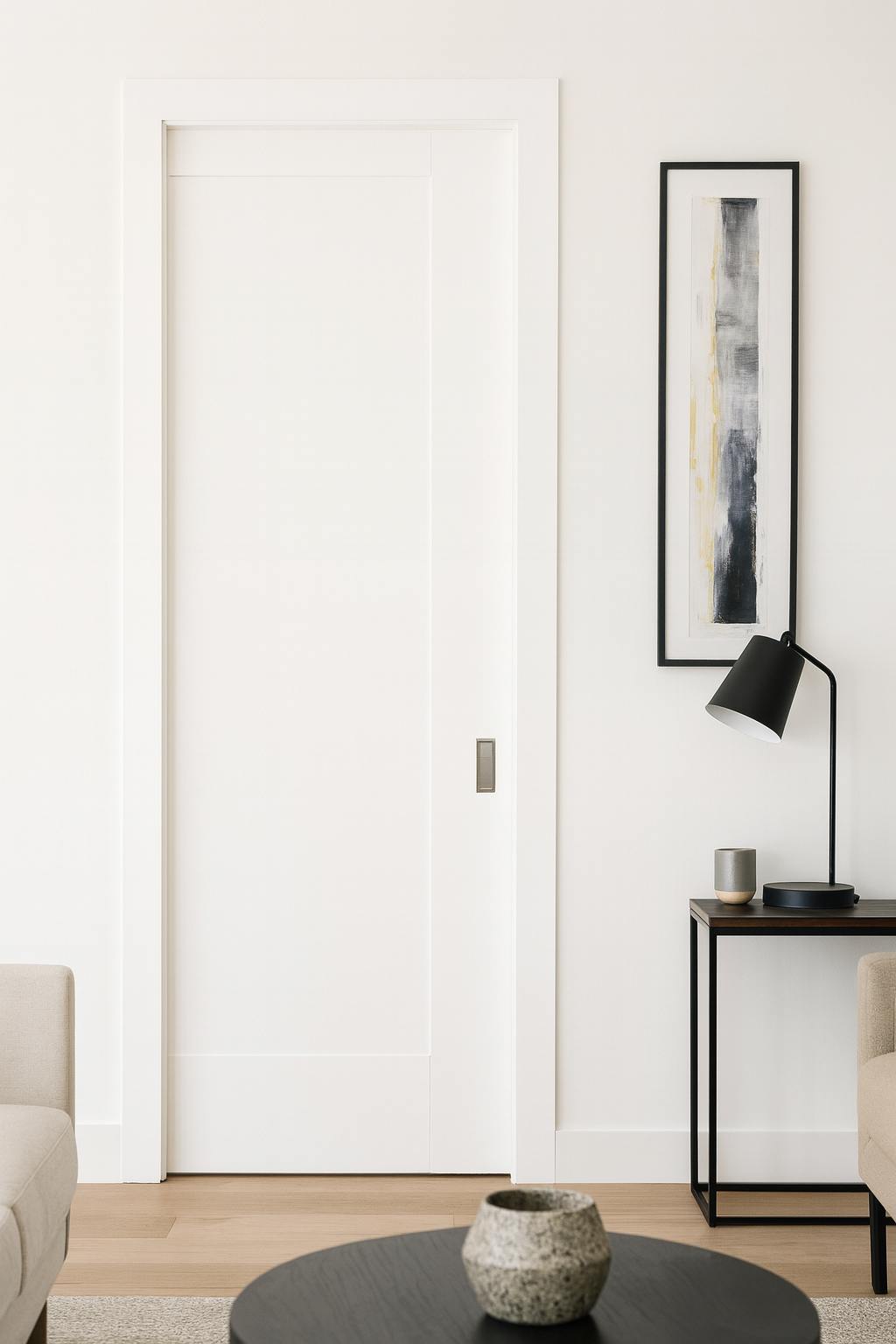 A hidden pocket door blending seamlessly into a luxury interior.