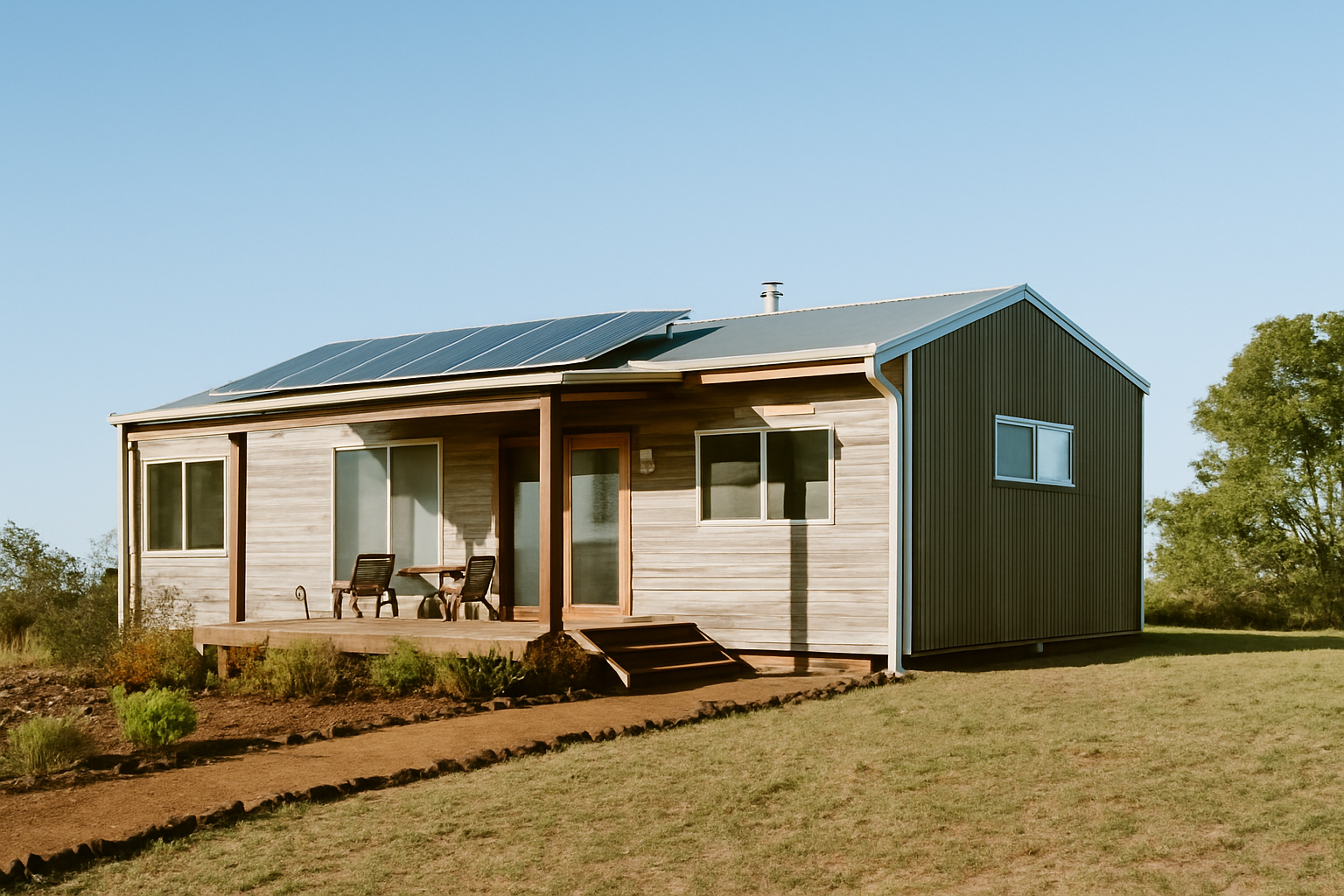 Small eco-friendly home with modern architecture.