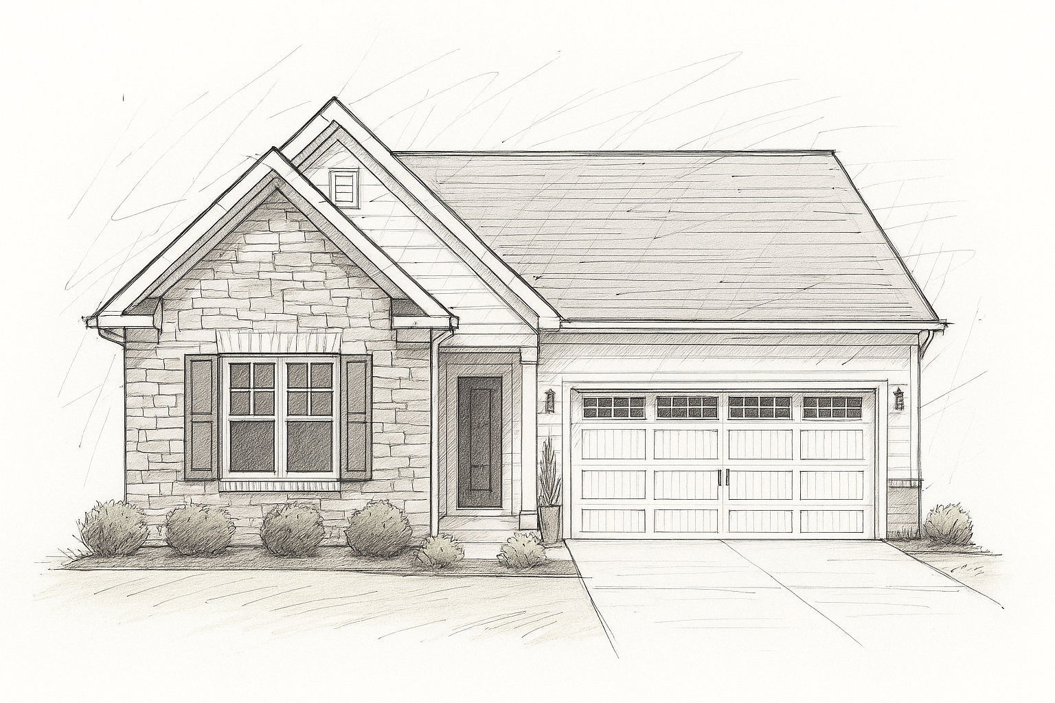 Diagram of a cross gable roof design highlighting the meeting point of two ridgelines.