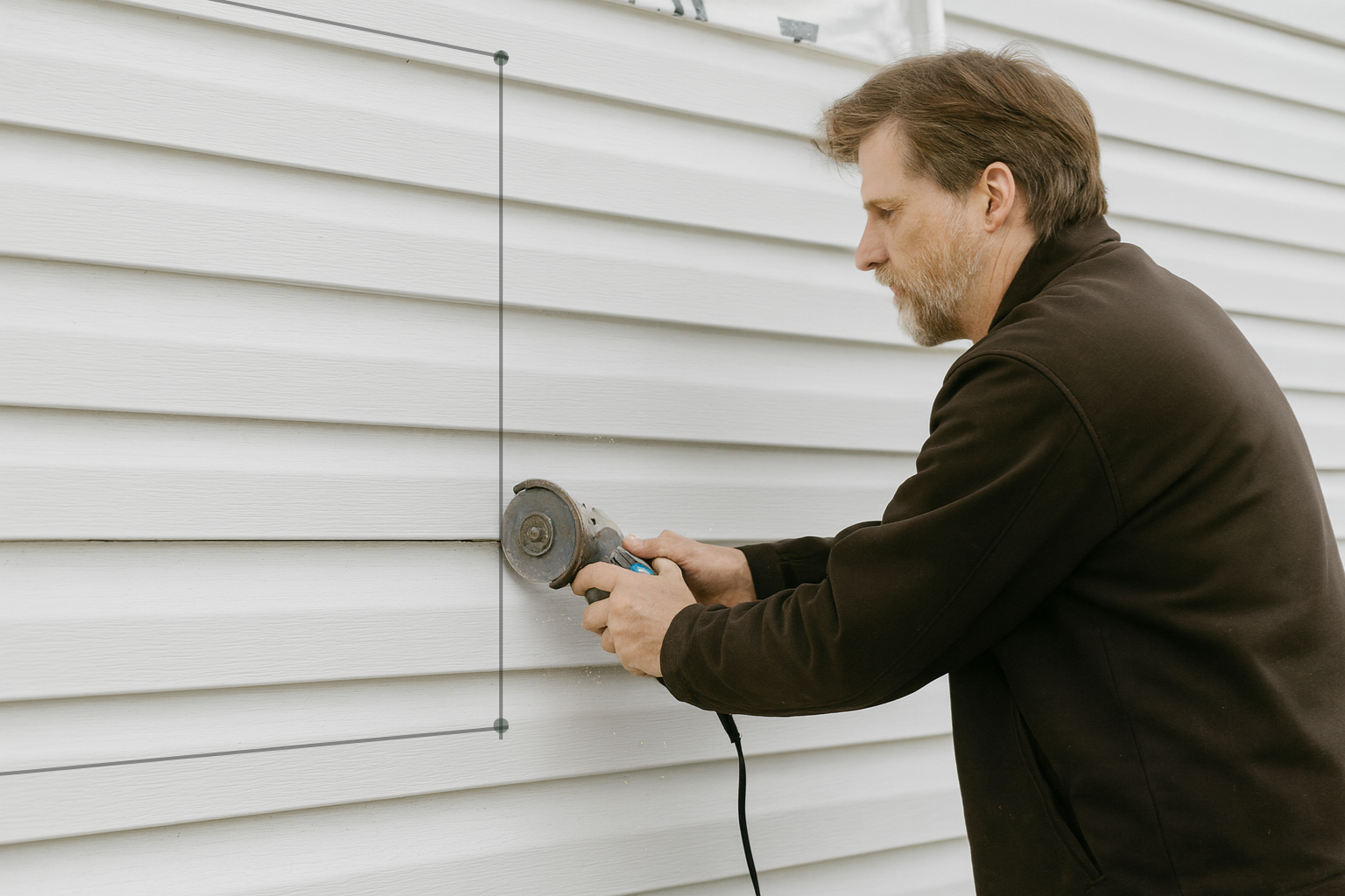 Homeowner marking the real rough opening on an interior wall after removing drywall and trim, exposing studs and wiring before framing a new window.