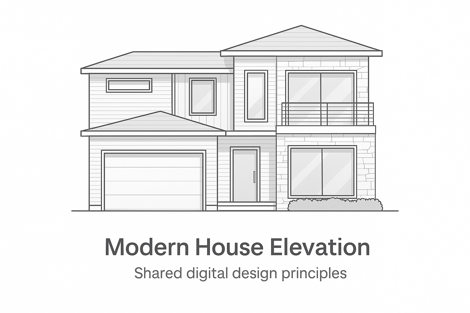 Architectural elevation drawing of a modern open-source building with modular glass and structural grid.
