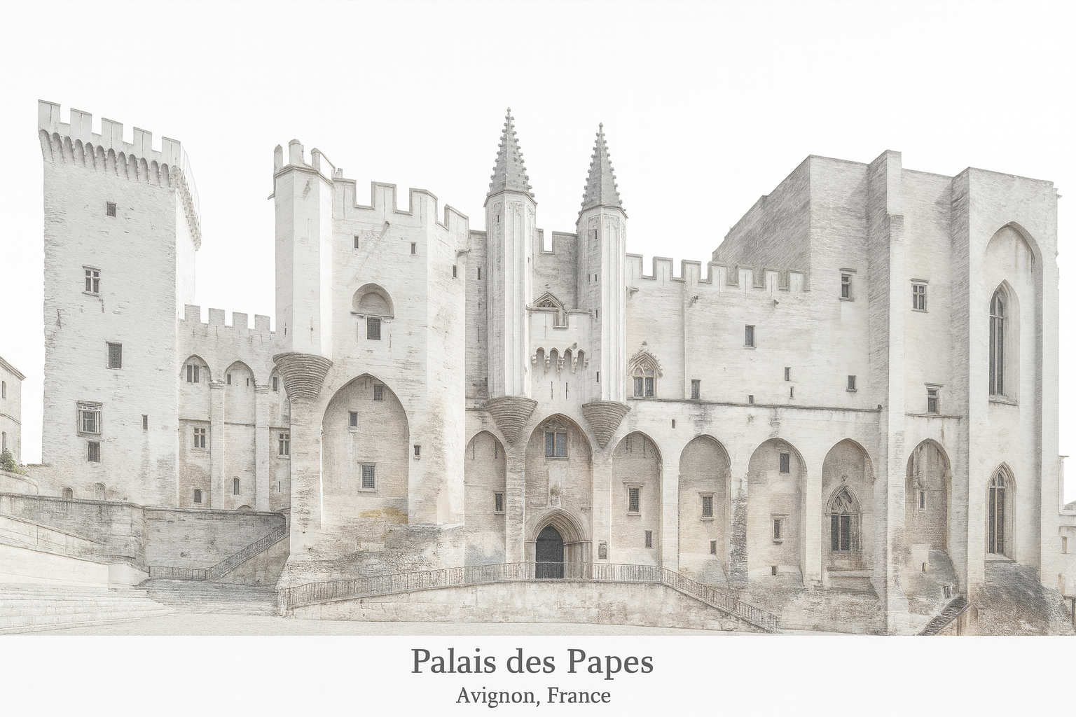 The Palais des Papes in Avignon, France: a monumental Gothic palace and symbol of papal power, shown from a clear perspective.