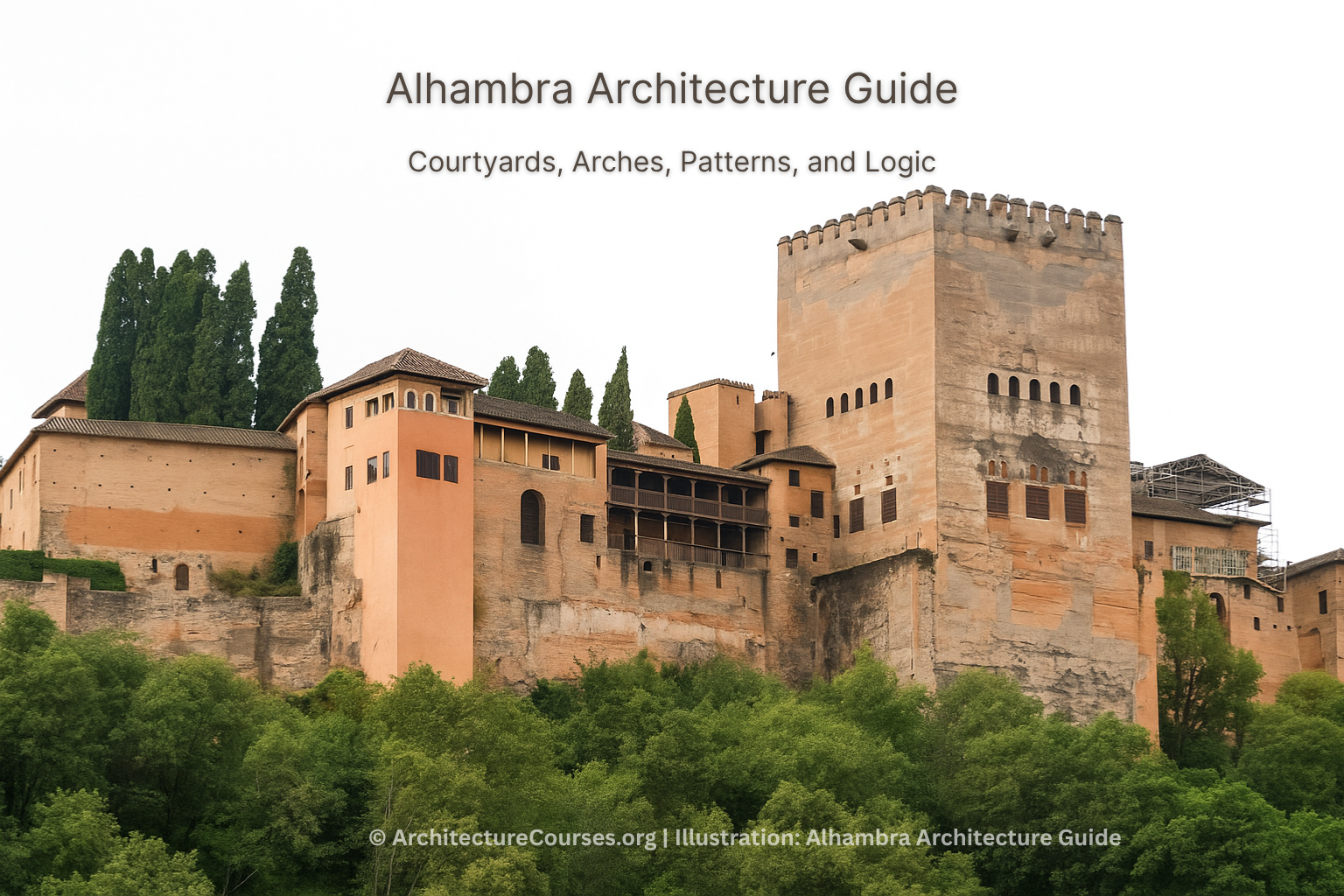 Alhambra Palace architecture showing Islamic design elements.