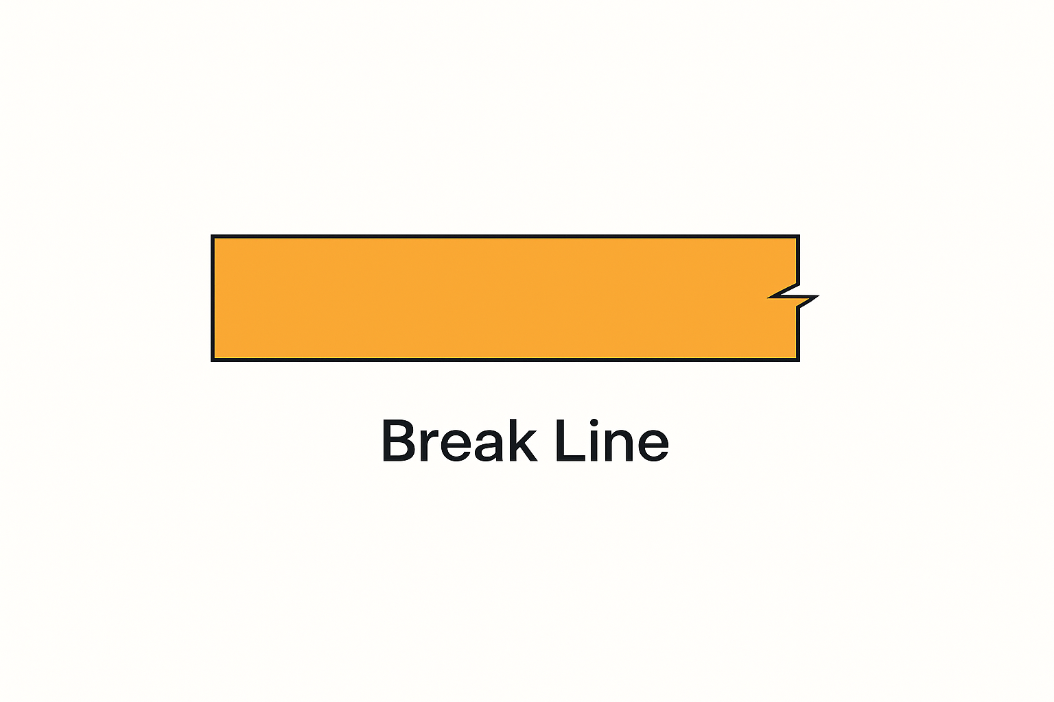 Technical diagram showing different types of architectural break lines including short break lines, long break lines, and detail break lines.
