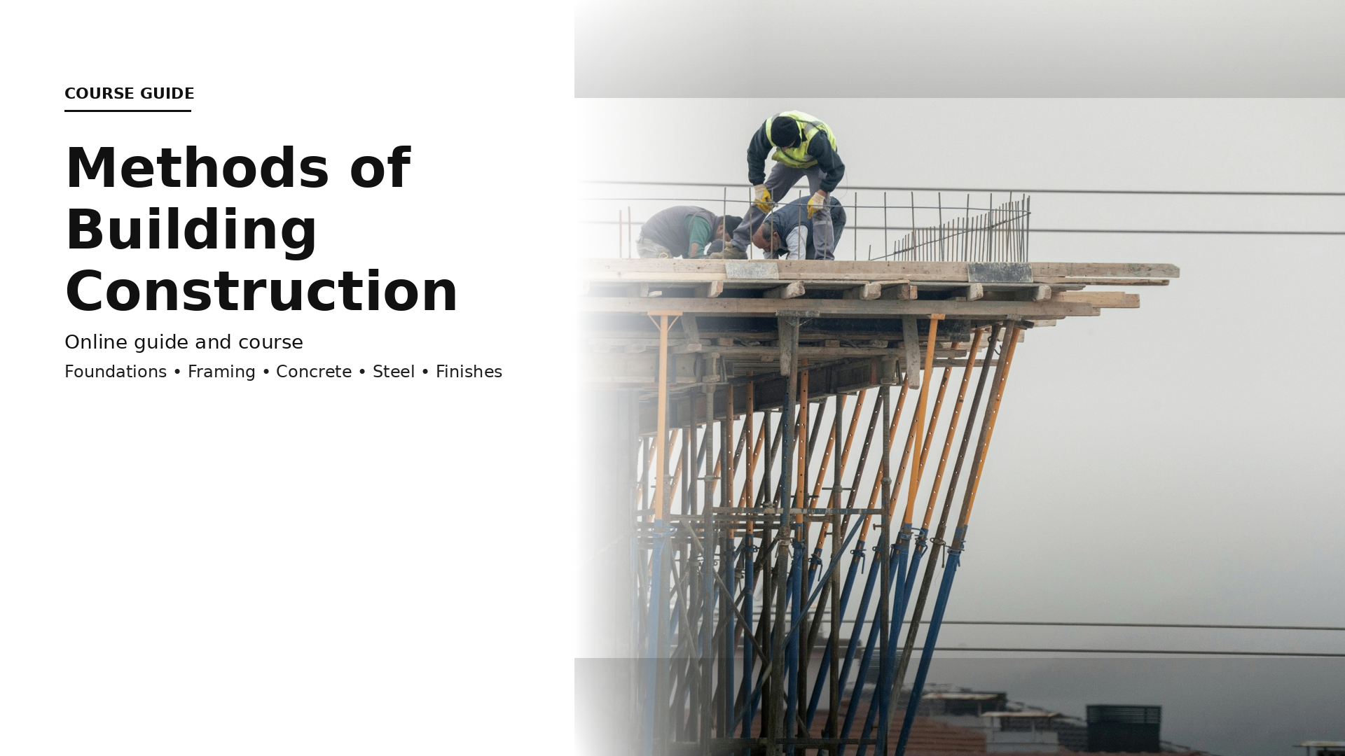 Captures method in action: temporary works, rebar layout, checks, and concrete prep before the pour.