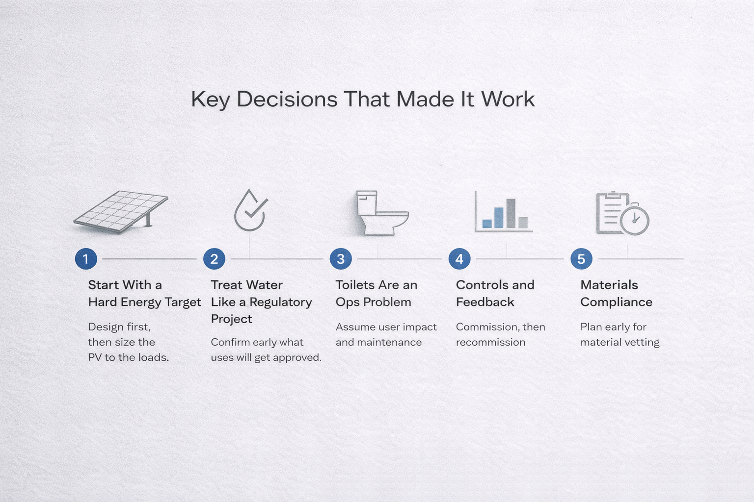 Key decisions that made the Bullitt Center work, including energy, water, ops, controls, and materials.