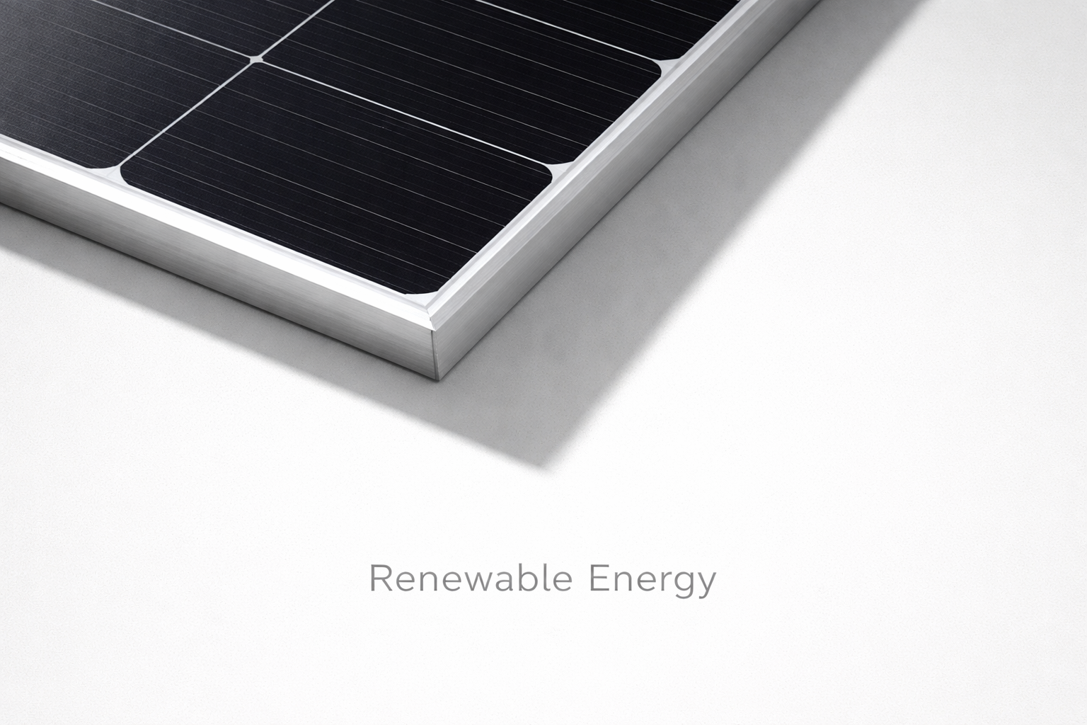 Solar panel corner detail with strong shadow and clean negative space.