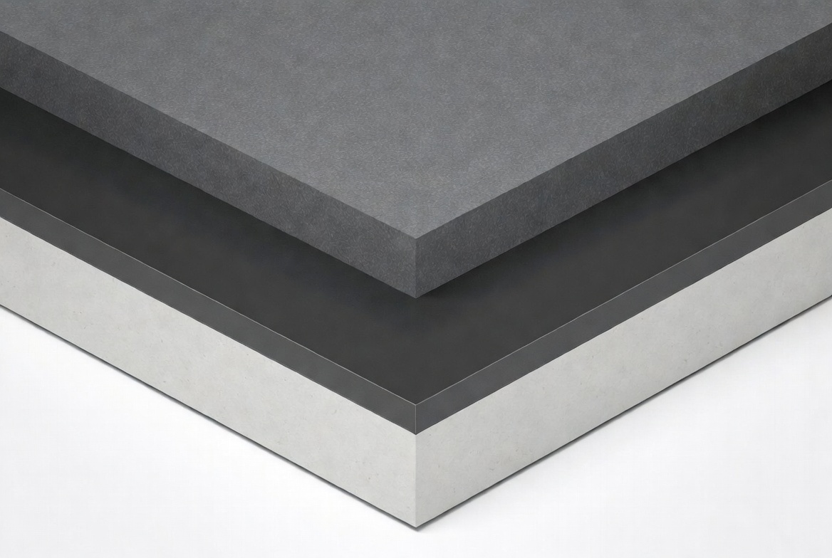 Professional illustration of rubber thermal insulation layer stopping heat between two plates.