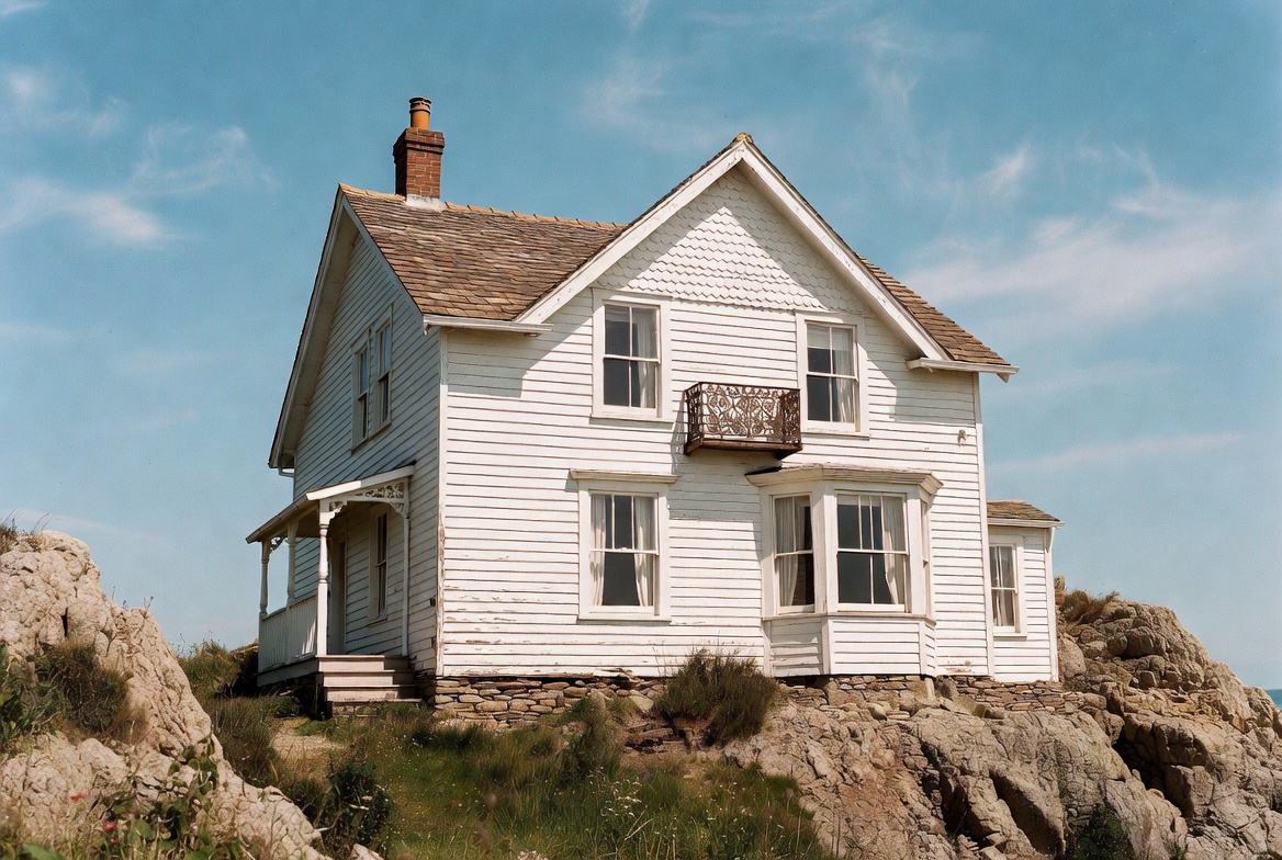 1910s wood-sided house with steep front gable, front porch, and simple decorative trim.