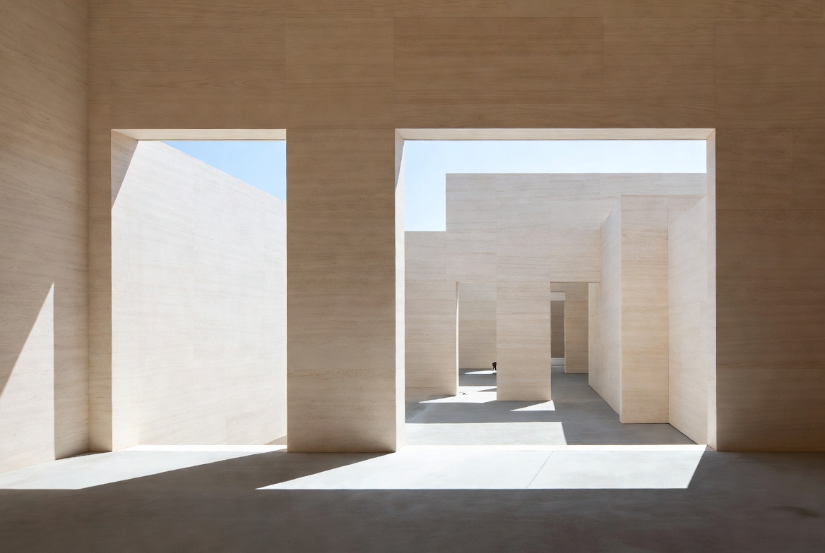 Framed architectural openings showing how edge thickness, light, and view affect proportion.