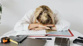 Exhausted architect lady