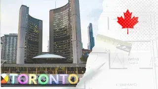Toronto cityscape featuring iconic architectural elements, representing architect salaries in the city.